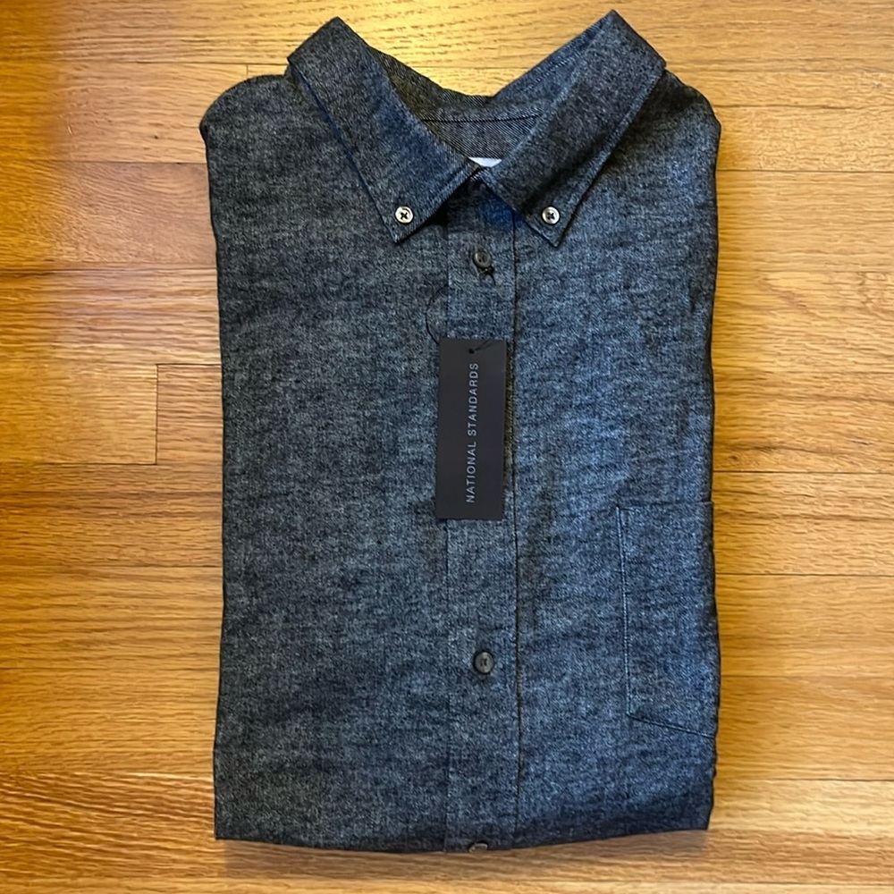 National Standards, long sleeve charcoal, button-down